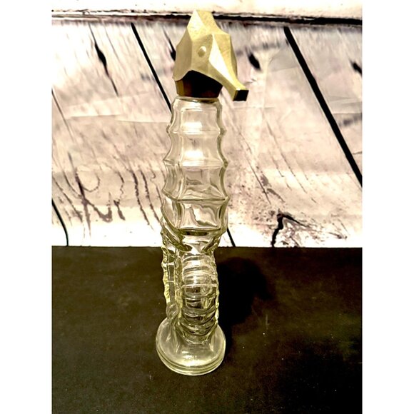 Avon 1970s Seahorse Glass Bottle With Stopper - Picture 9 of 12